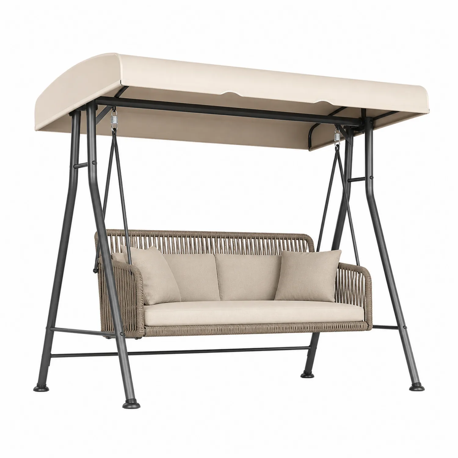 Columpio de Exterior con Estructura de Acero y Cojines Beige
