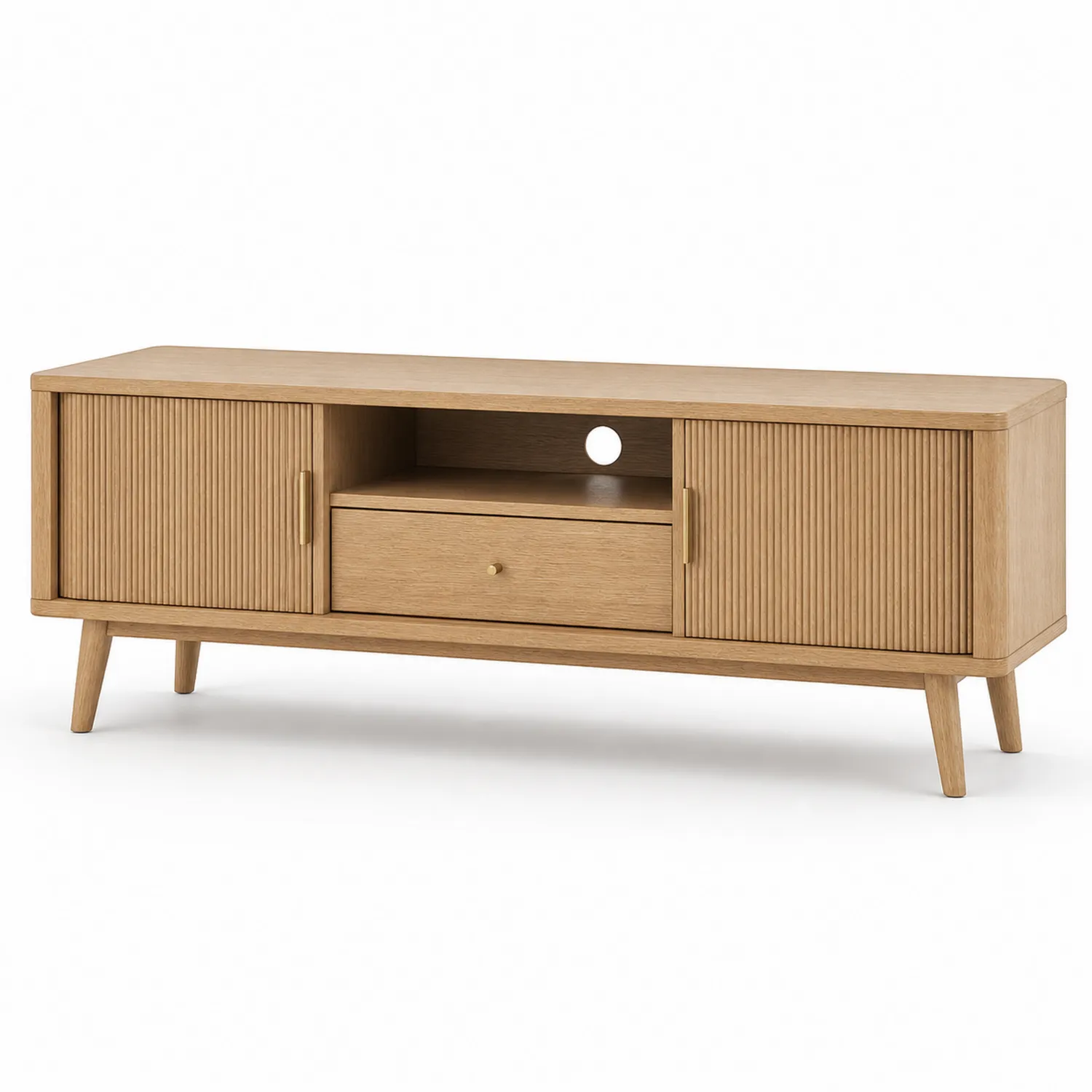Mueble de TV de Madera de Roble 120x40x50 cm con Puertas y Cajón