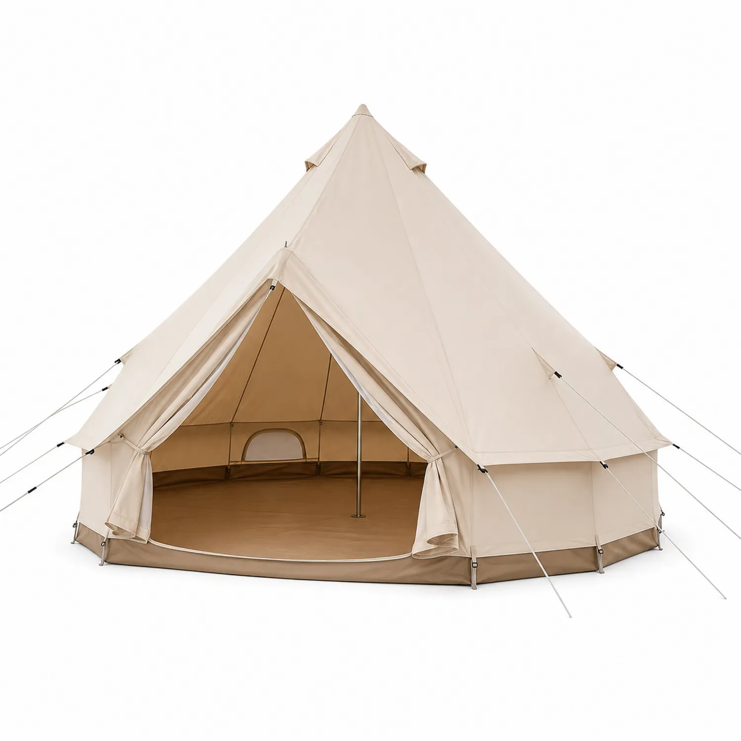 Tienda de campaña tipi de lona beige de 4m de diámetro