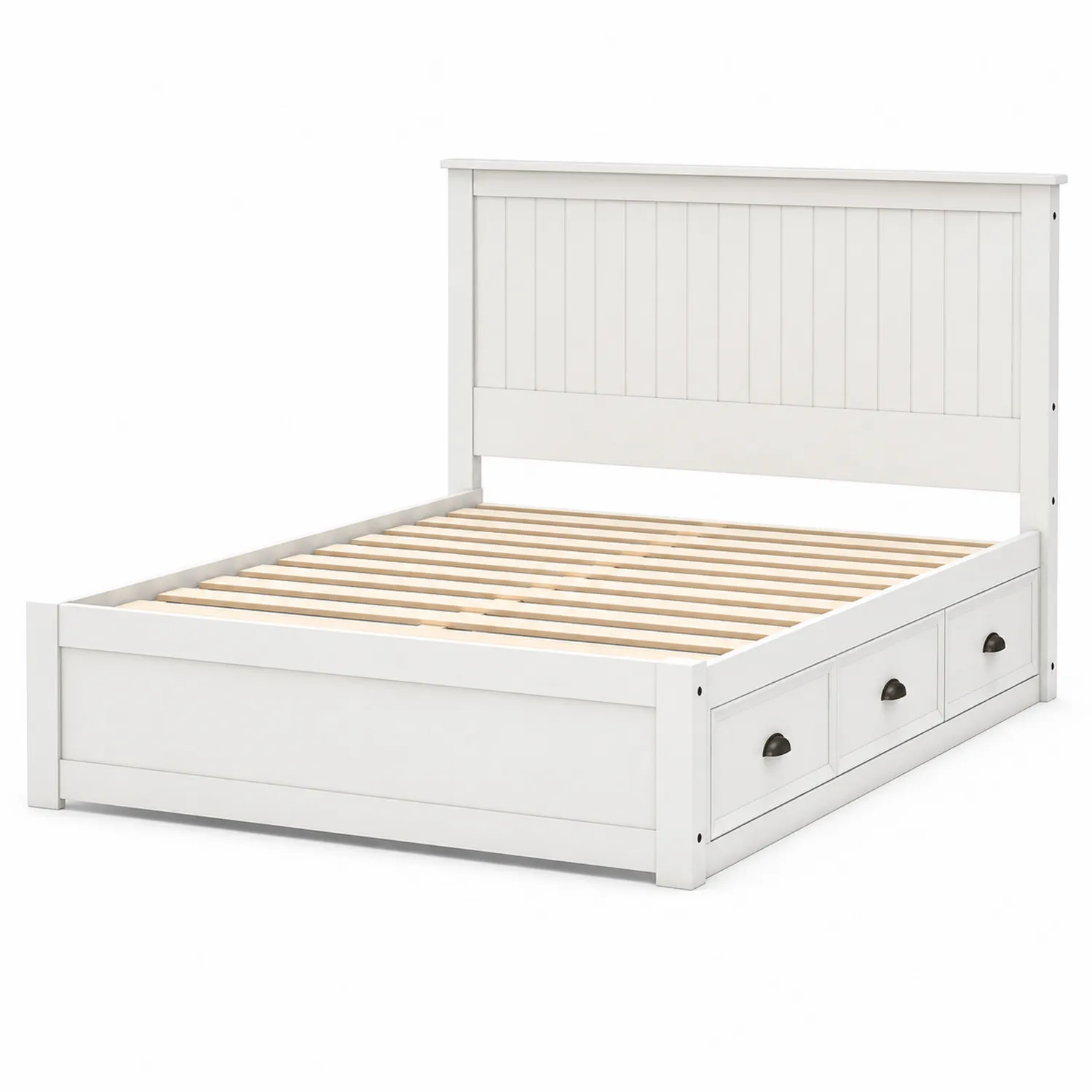 Cama de Madera de Pino Blanco con Cajones 200x150 cm
