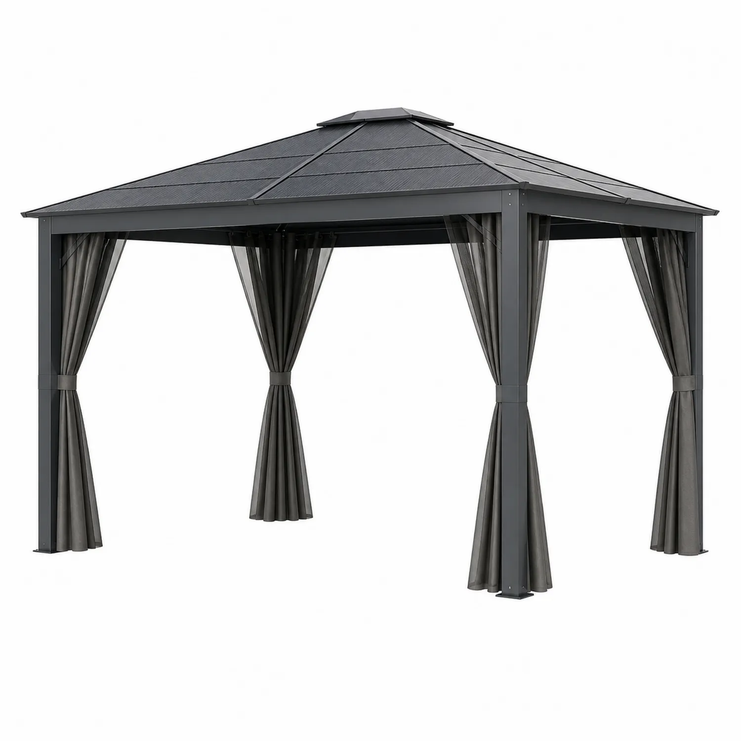 Pérgola de Aluminio con Techo de Policarbonato y Cortinas