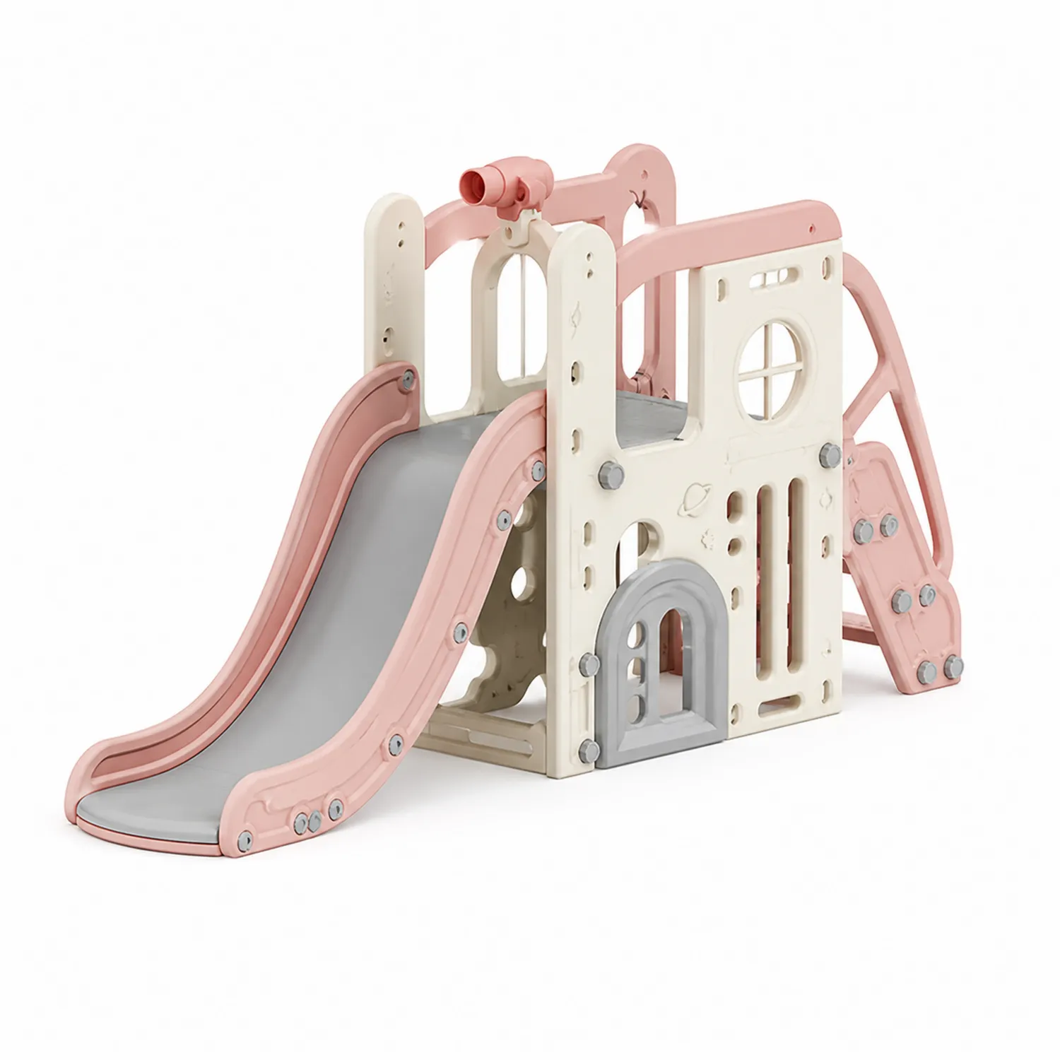 Tobogán para Niños de Plástico PE y PP Rosa y Beige 180x90x110 cm