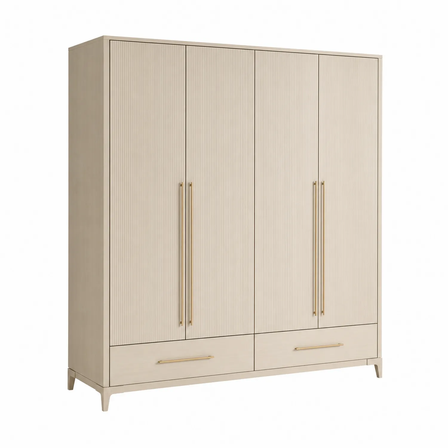Armario de Madera con 4 Puertas y 2 Cajones Beige