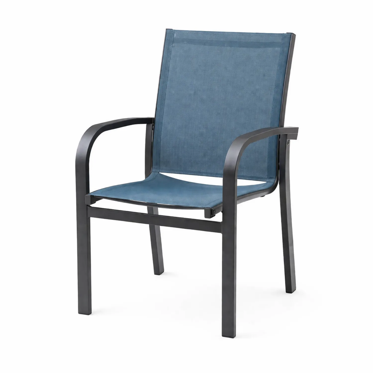 Silla de metal con asiento de Textilene azul