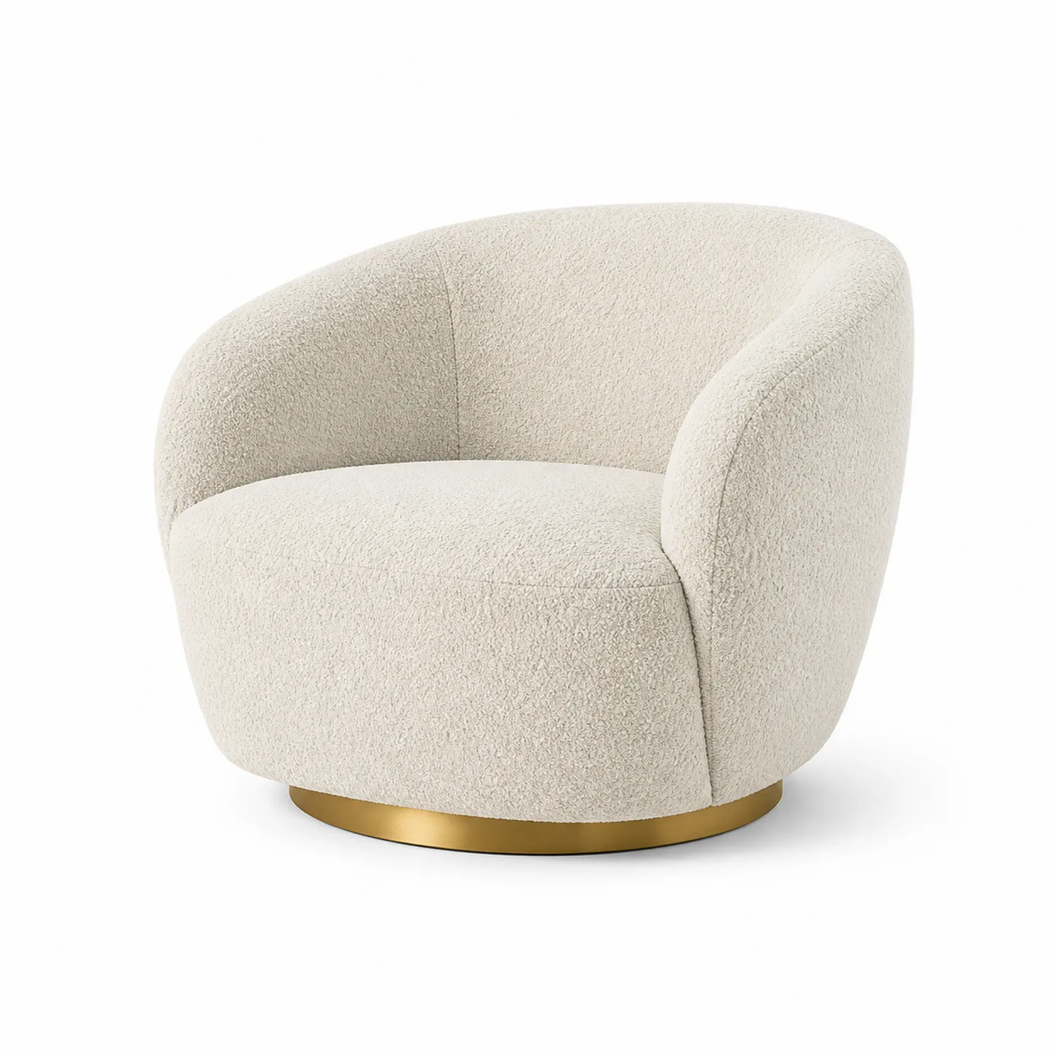 Sillón Giratorio de Tela Beige con Base Dorada