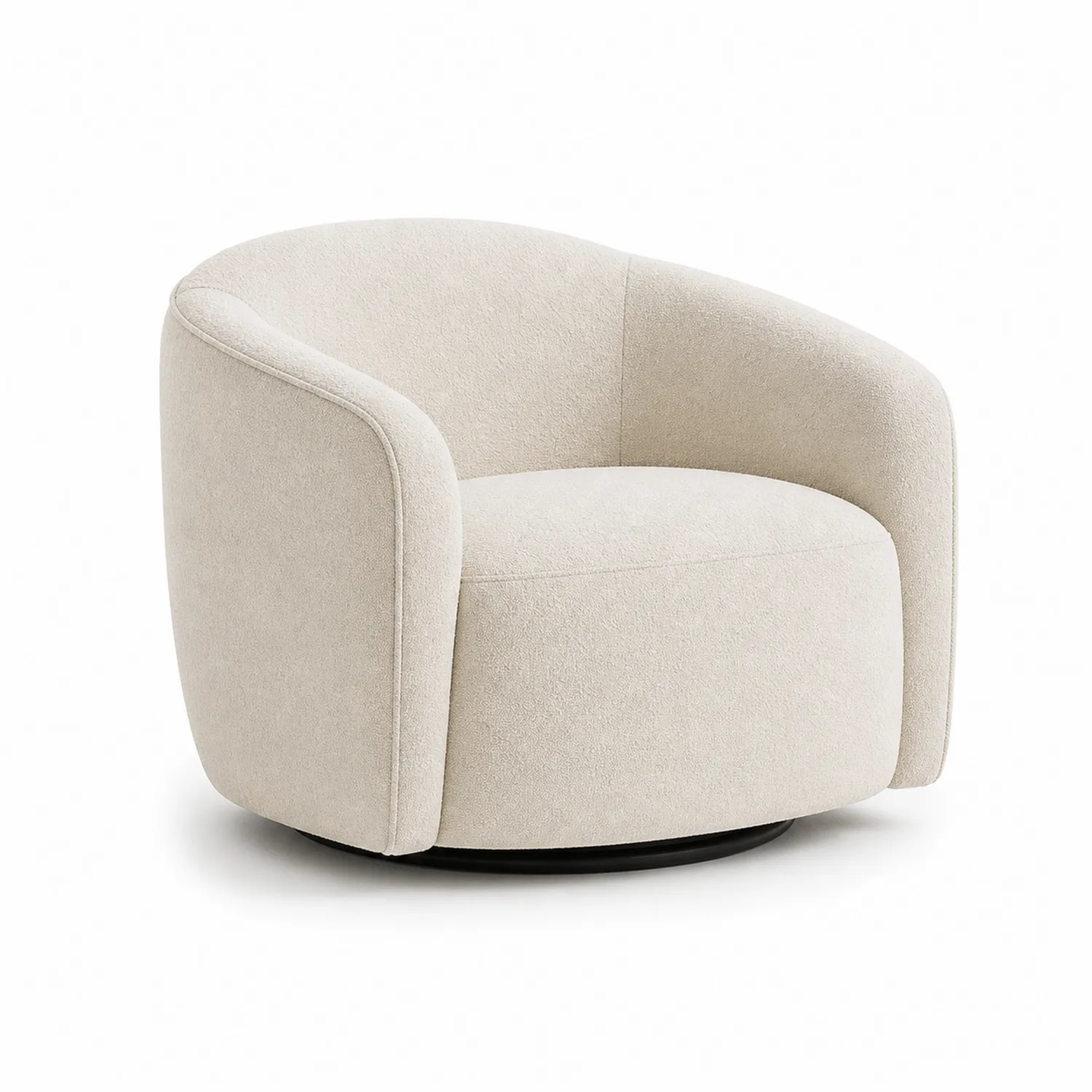 Sillón Giratorio Beige con Tapizado de Poliéster y Base Metálica
