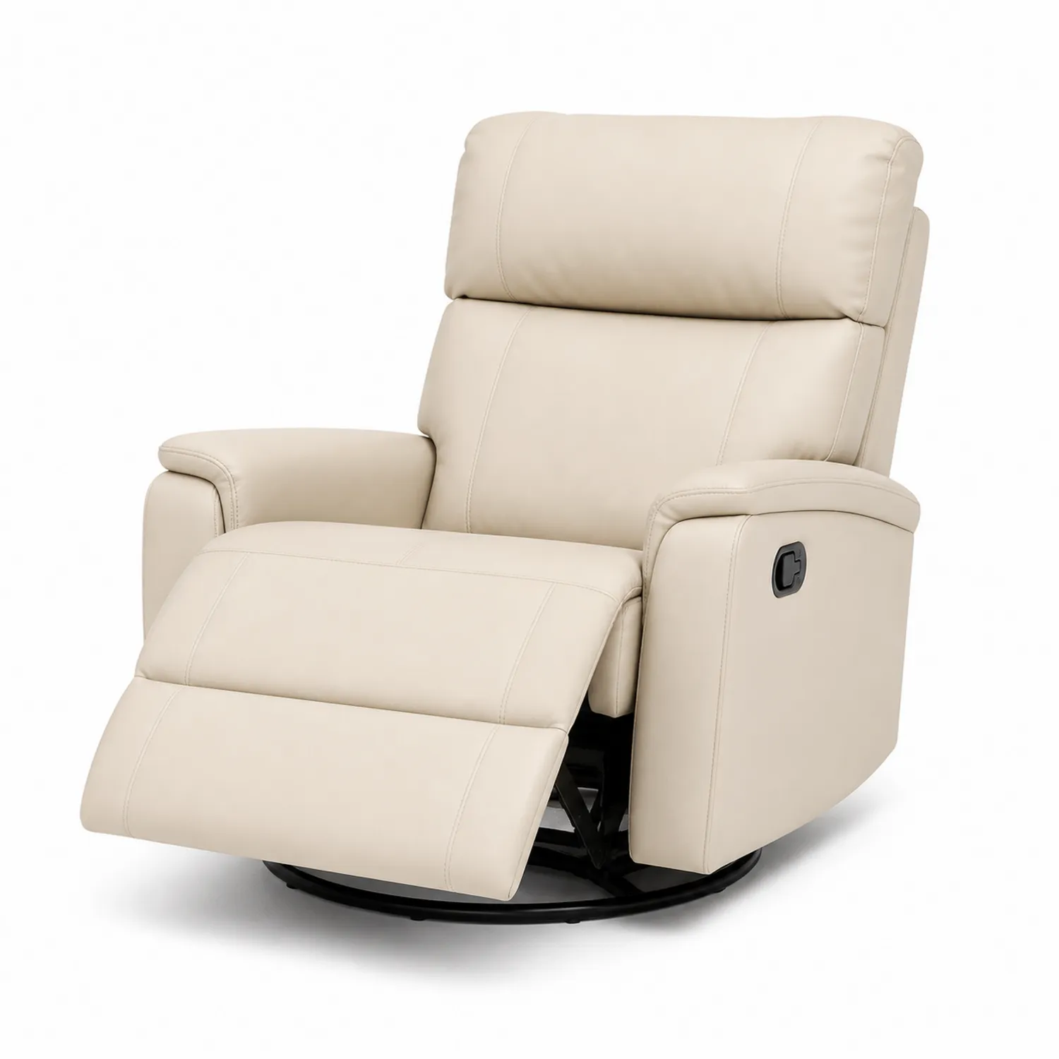 Sillón reclinable giratorio de piel sintética Crema