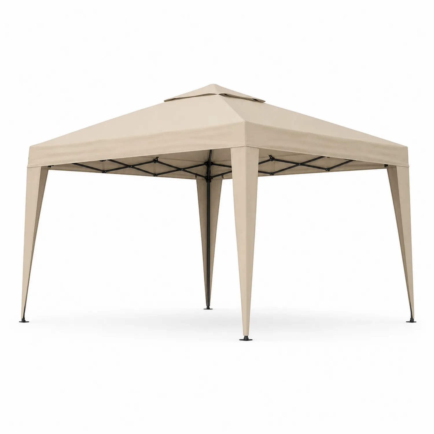 Toldo plegable cuadrado 3x3m Beige poliéster y acero
