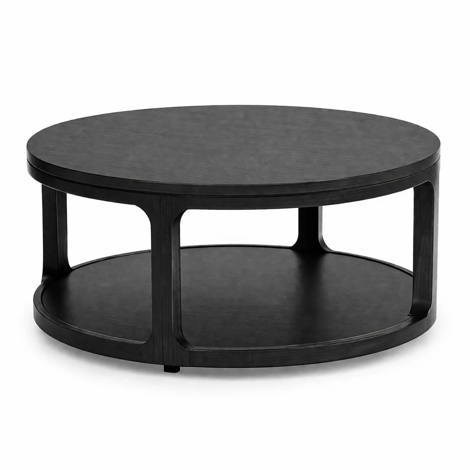 Mesa de centro redonda de madera negra
