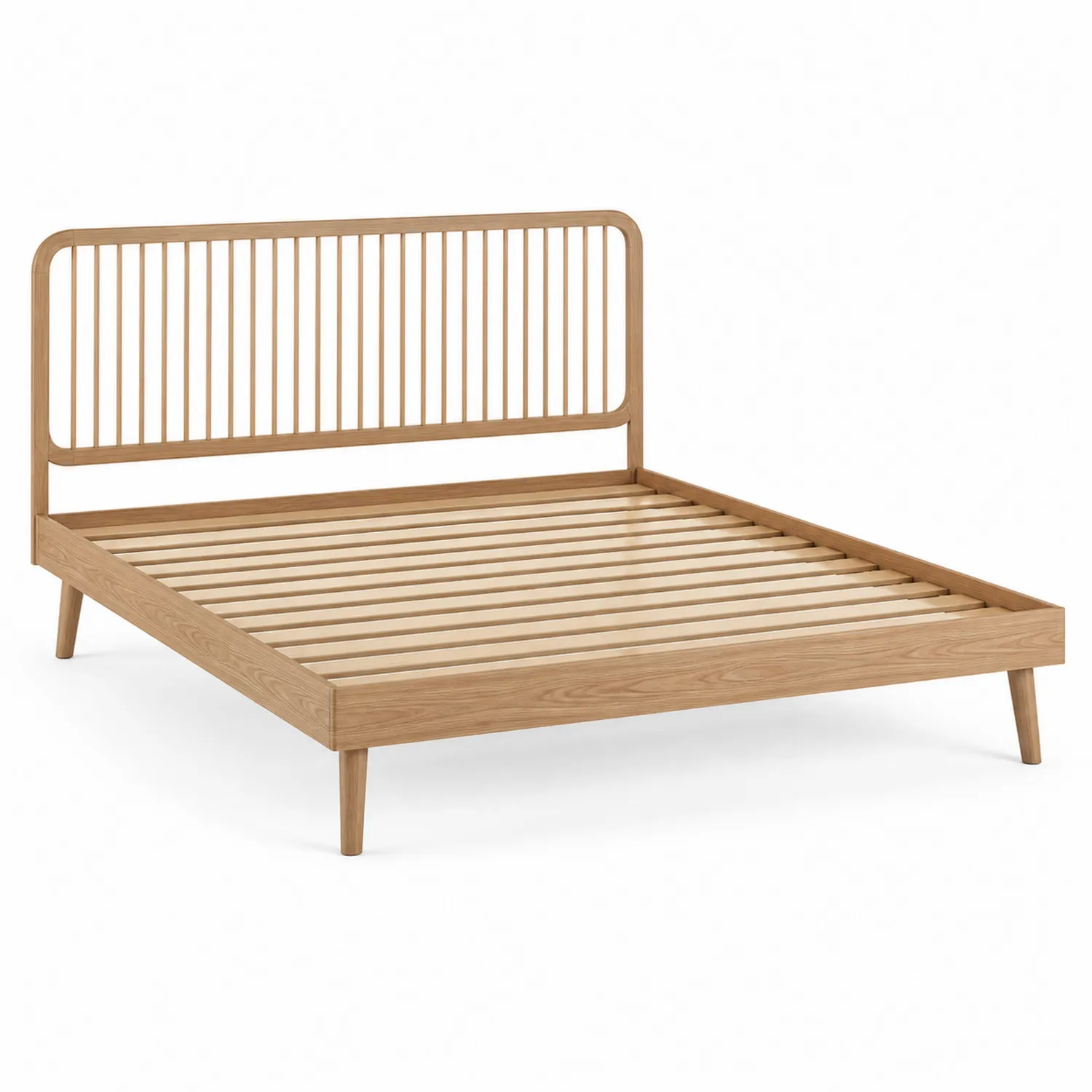 Cama doble de madera maciza de roble 200x160 cm
