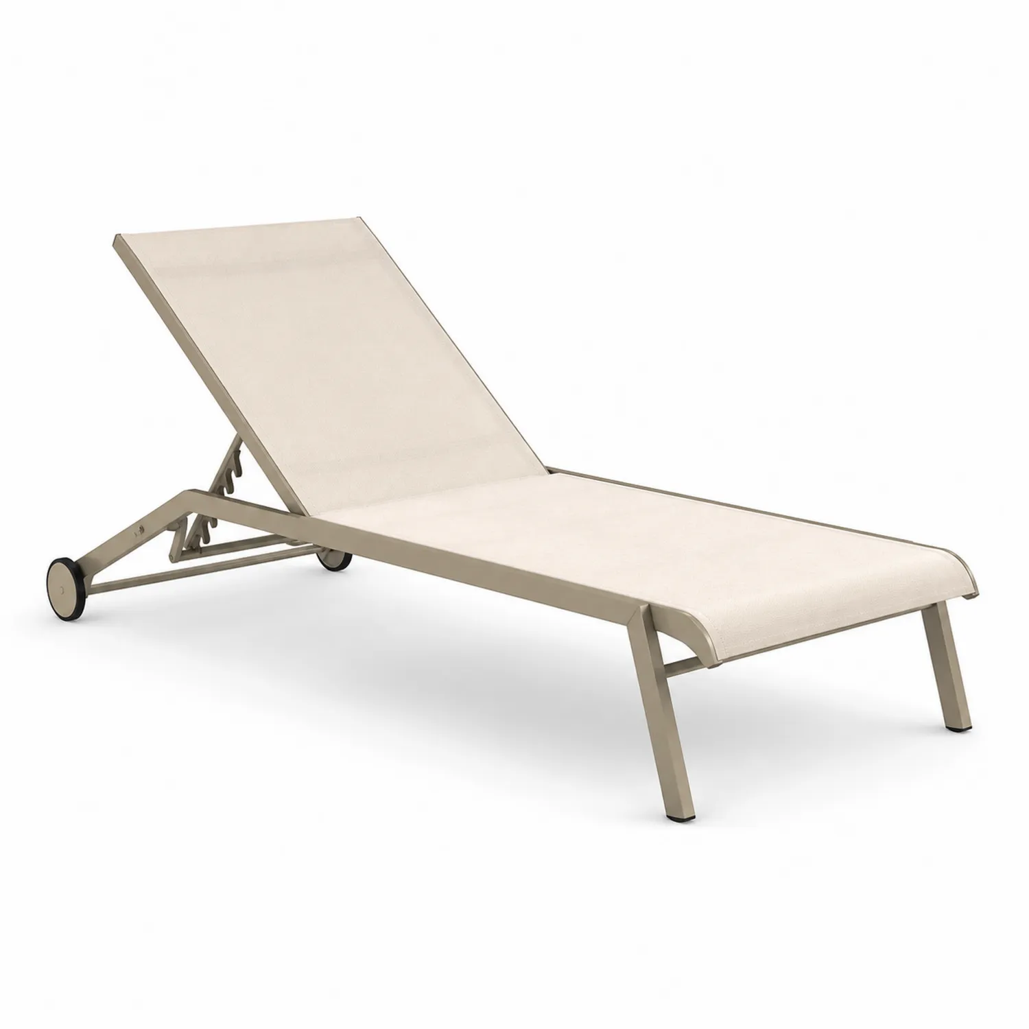 Tumbona de Jardín Ajustable de Aluminio y Tela Crema