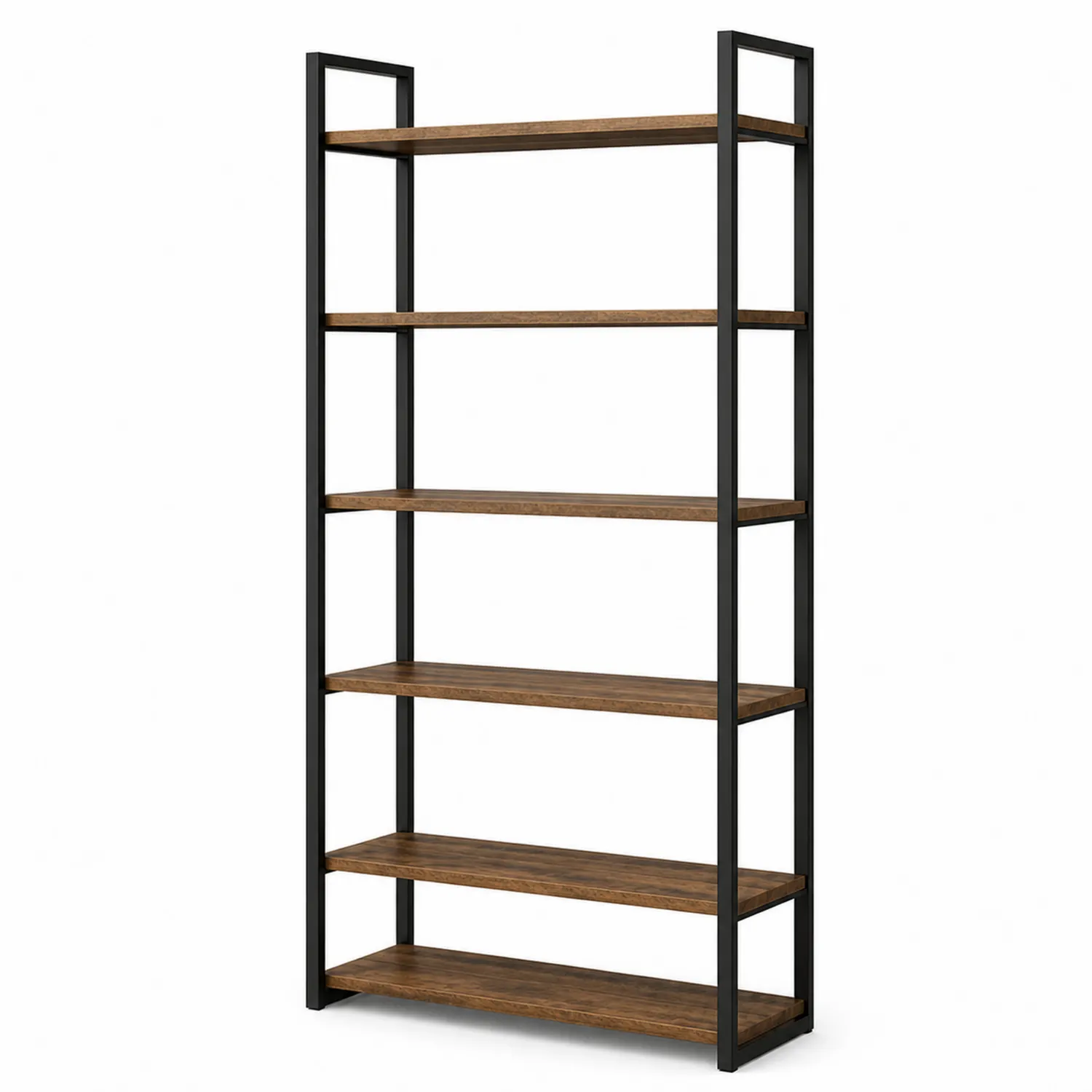 Estantería de madera y metal con 5 estantes 180x80x30 cm Marrón/Negro
