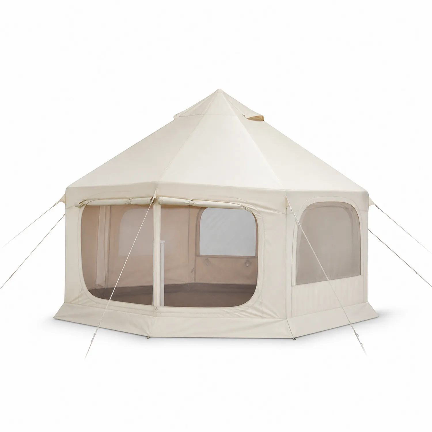 Tienda de campaña octogonal de lona beige 4.5m