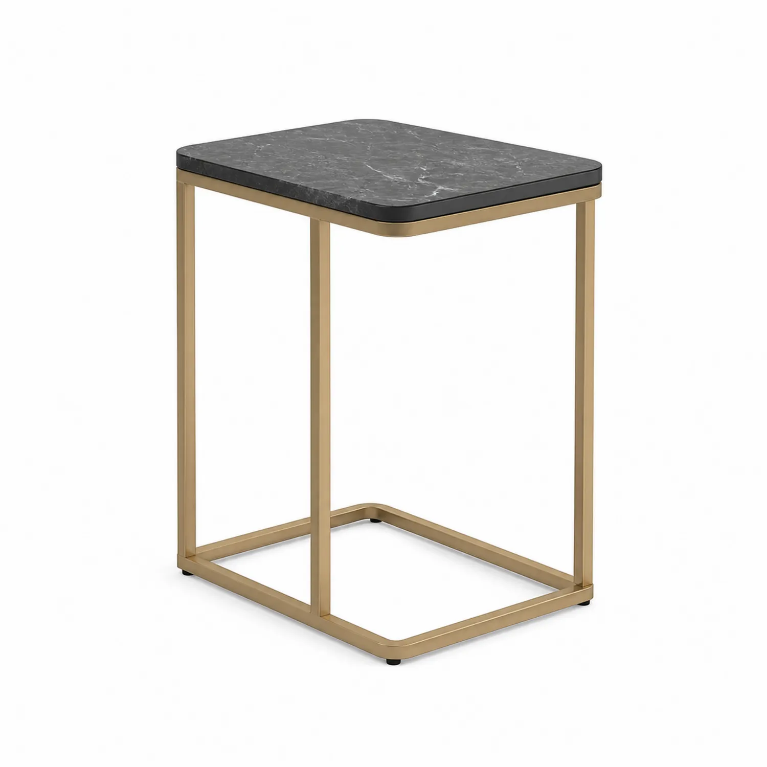 Mesa Auxiliar de Mármol y Metal Dorado