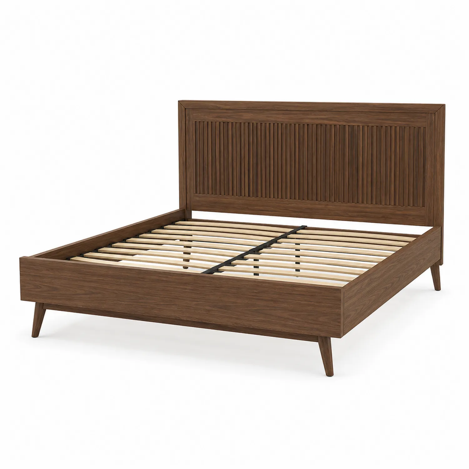 Cama Doble de Madera de Nogal