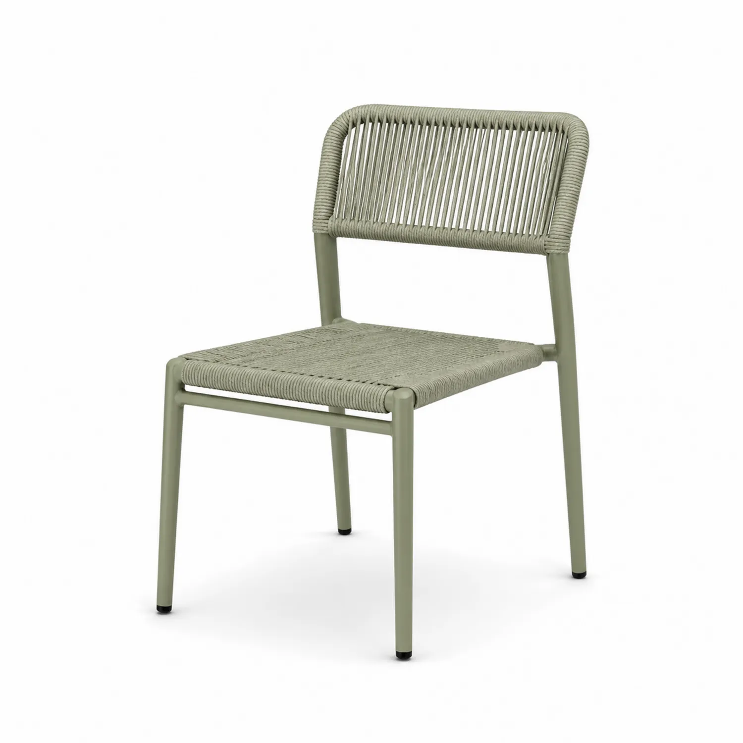 Silla de Aluminio y Cuerda Verde Oliva, 55x60x80 cm