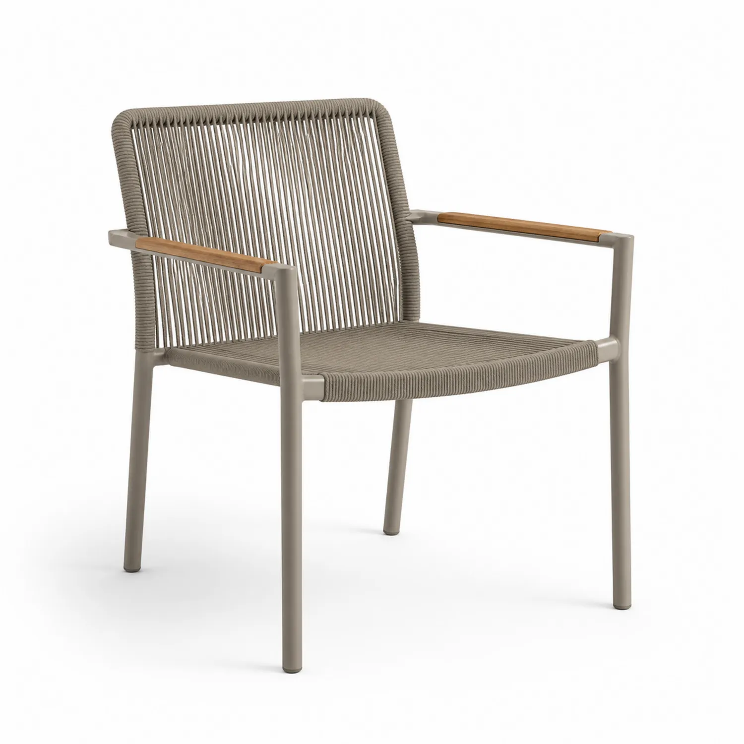 Silla de aluminio y cuerda de poliéster beige y gris