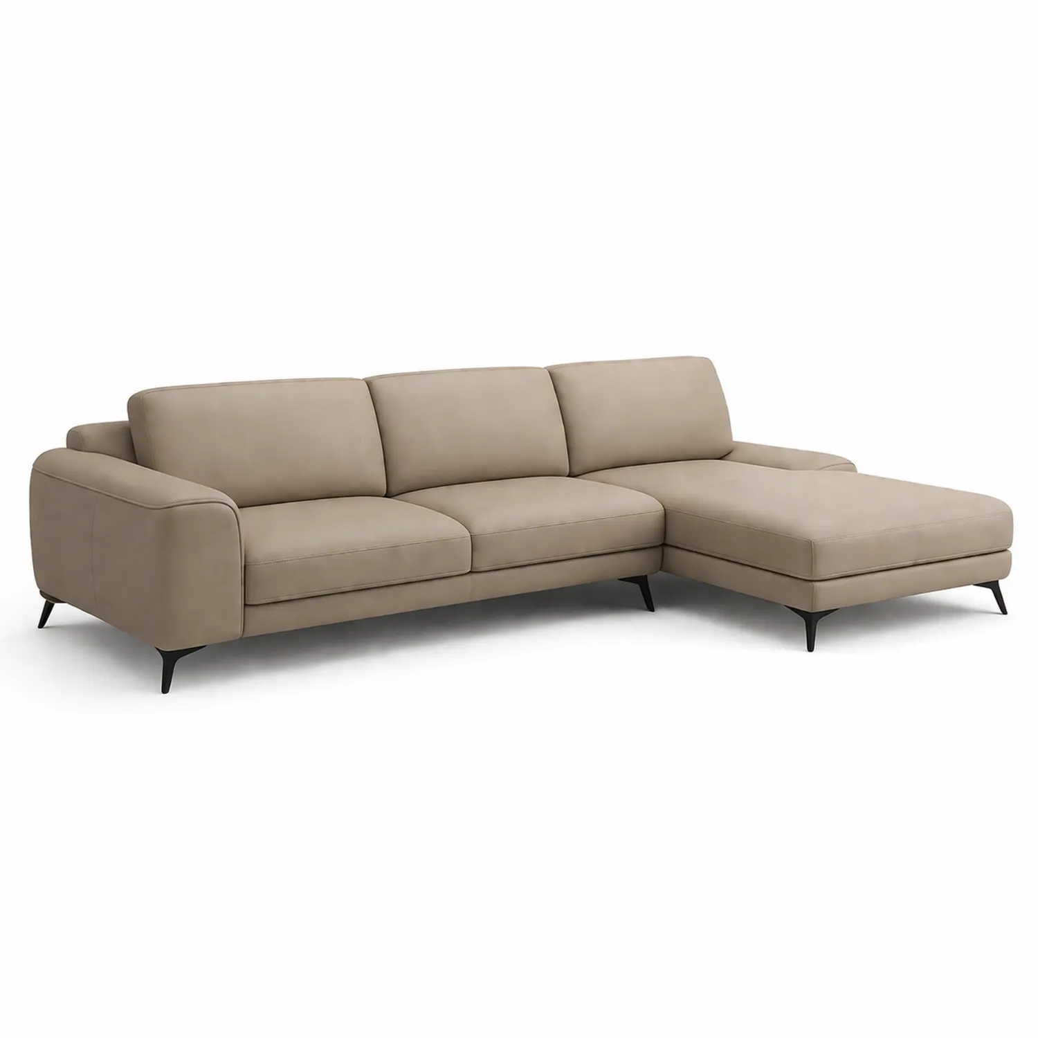 Sofá chaise longue esquinero de microfibra beige 300cm