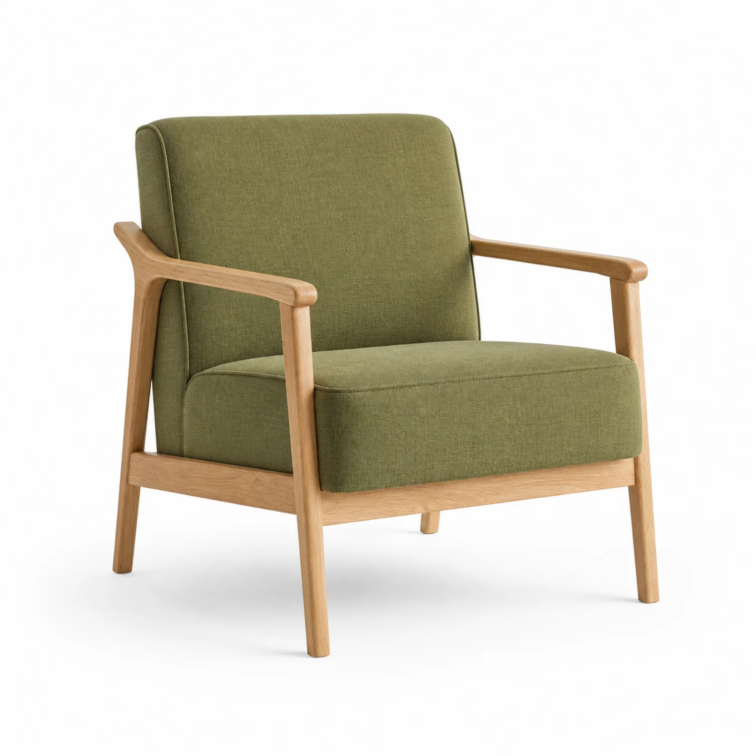 Sillón de Tela de Poliéster Verde con Estructura de Roble