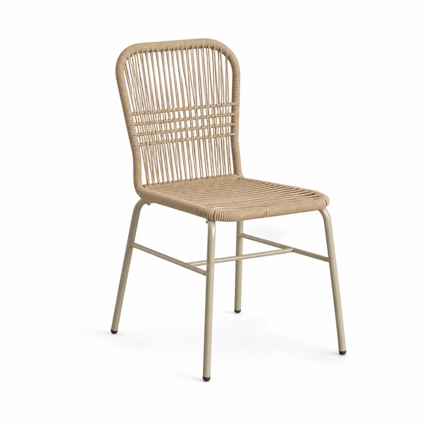 Silla de Metal y Ratán Sintético Beige