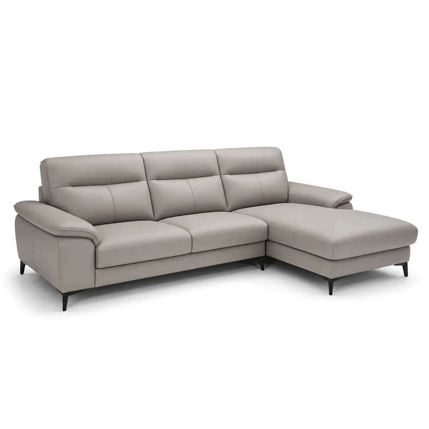 Sofá Seccional en L de Cuero Sintético Beige 280 cm
