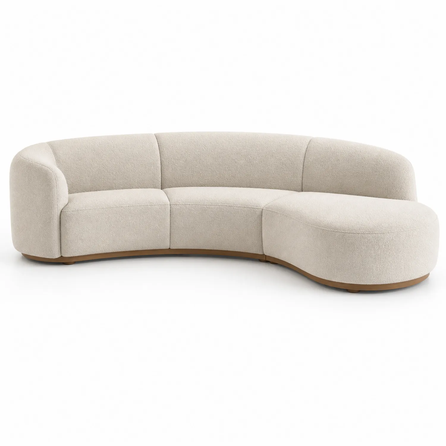 Sofá esquinero curvo de tejido beige