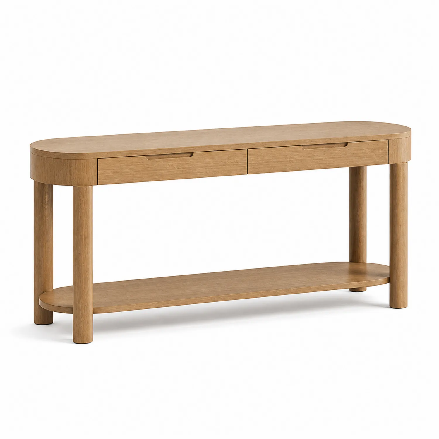 Mesa Consola de Madera de Roble con Cajones