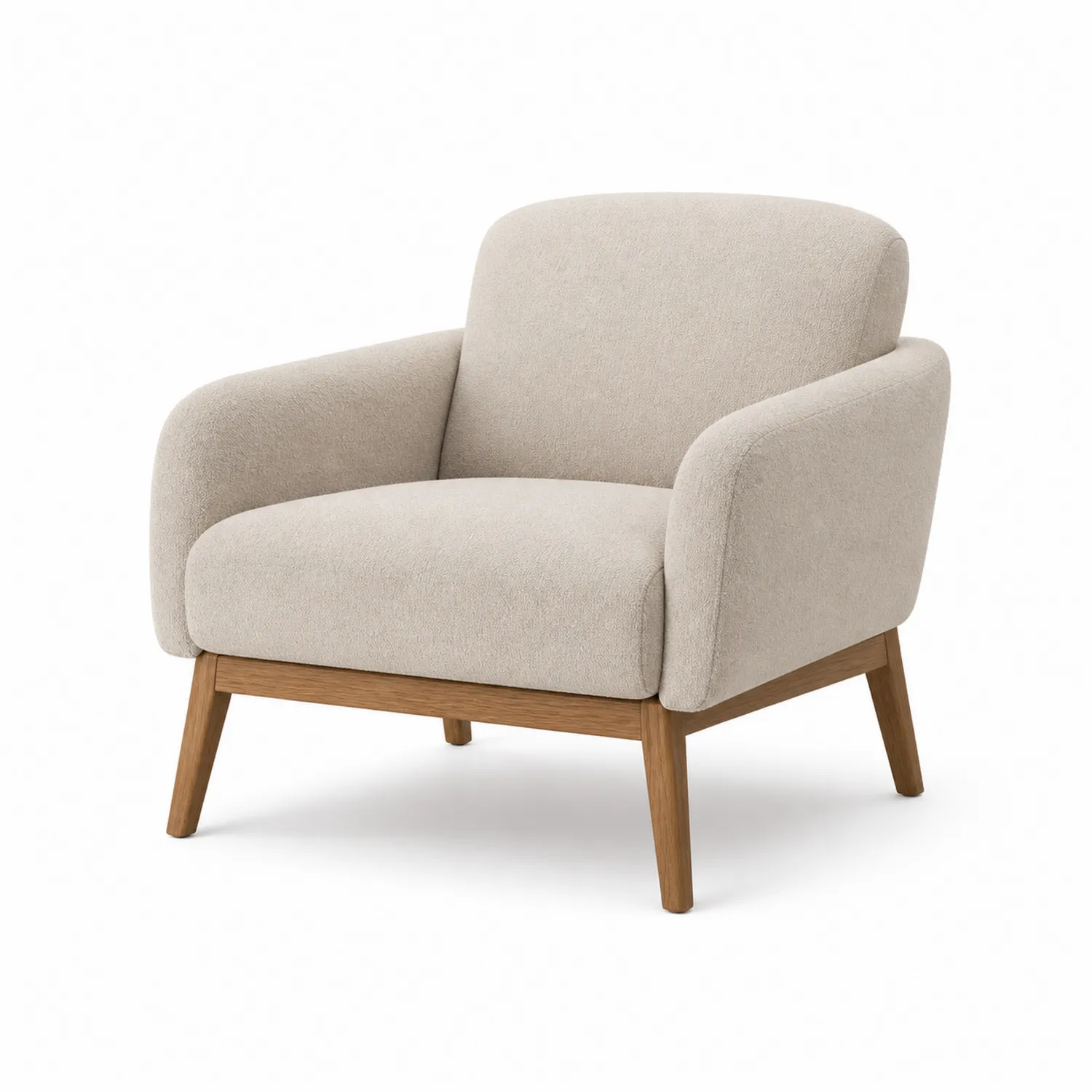 Sillón de Tela Beige con Estructura de Madera