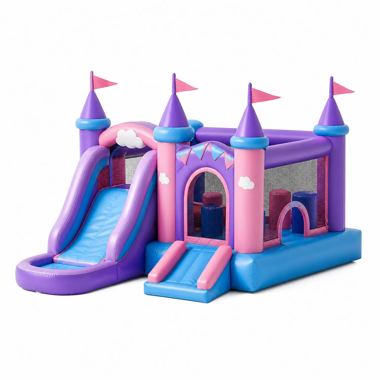 Castillo Hinchable con Tobogán 400x300x250 cm PVC Rosa/Azul/Violeta