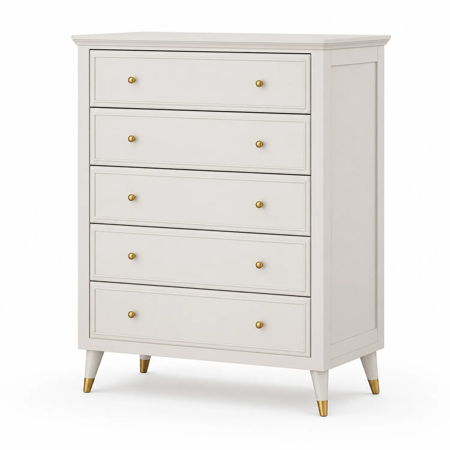 Cajonera de Madera Blanca con Asas de Metal Dorado