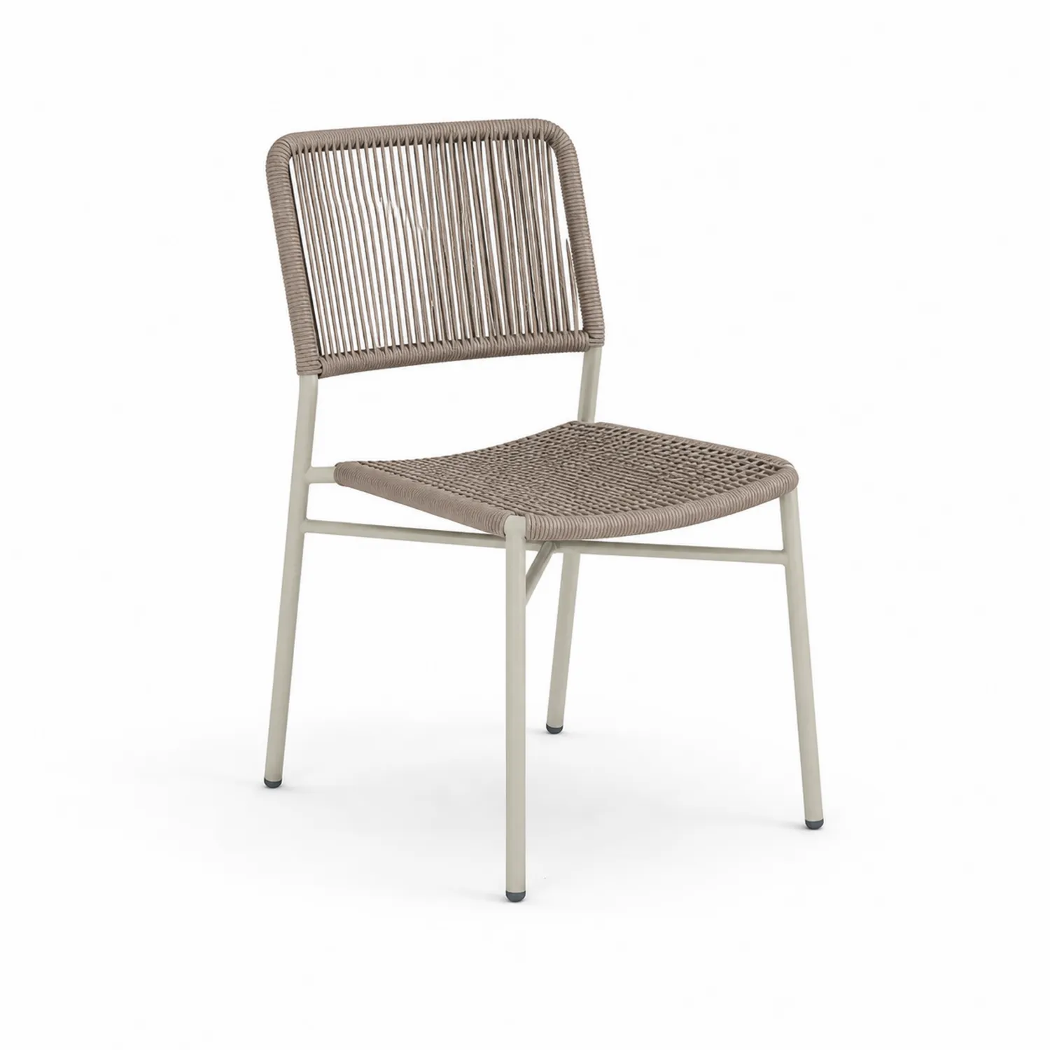 Silla de Jardín de Metal y Cuerda Beige 80x45x50 cm