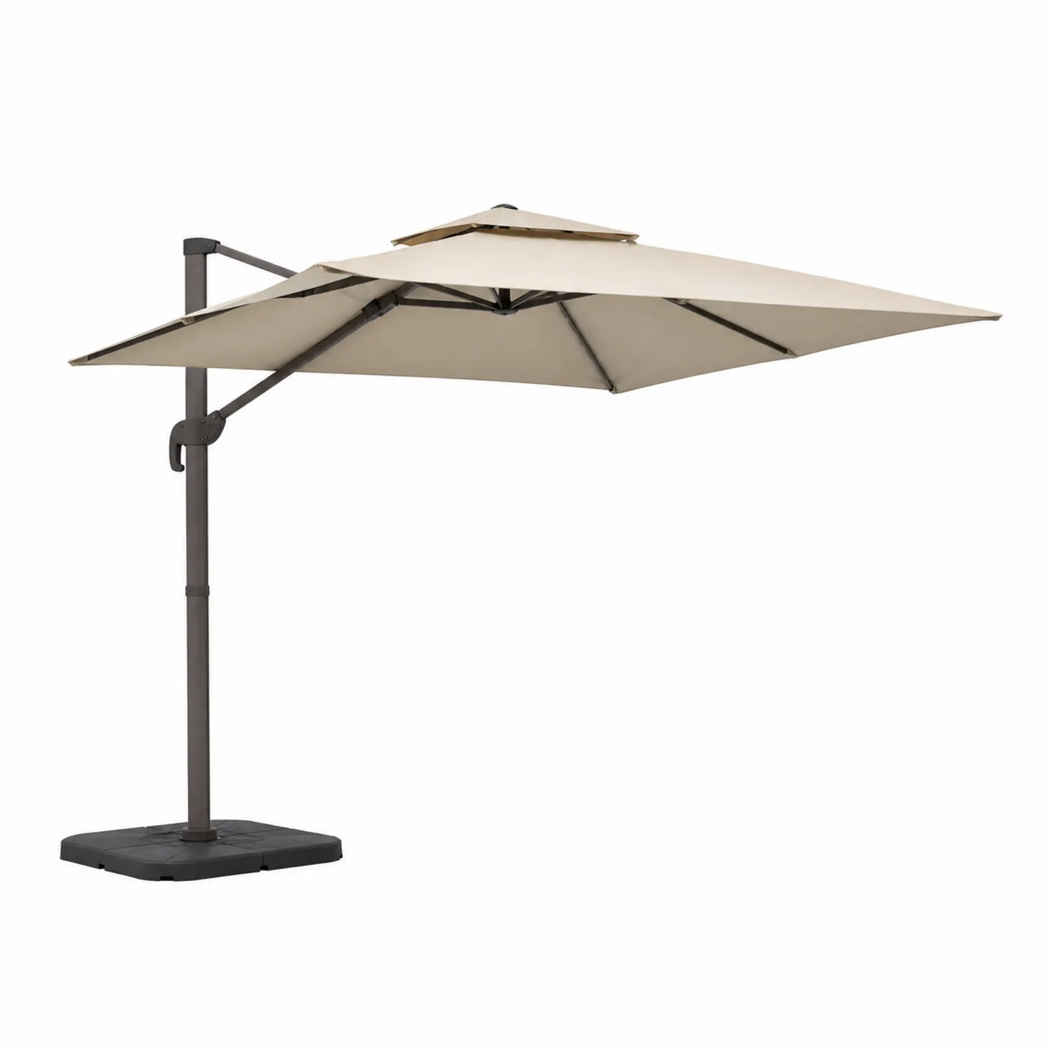 Parasol cuadrado de poliéster 3x3 m beige con estructura de acero