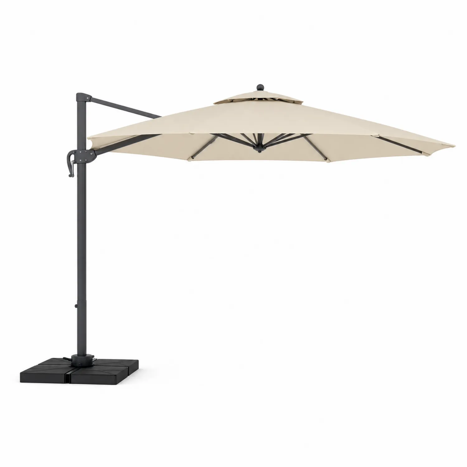 Sombrilla Lateral Redonda 300 cm Beige Aluminio