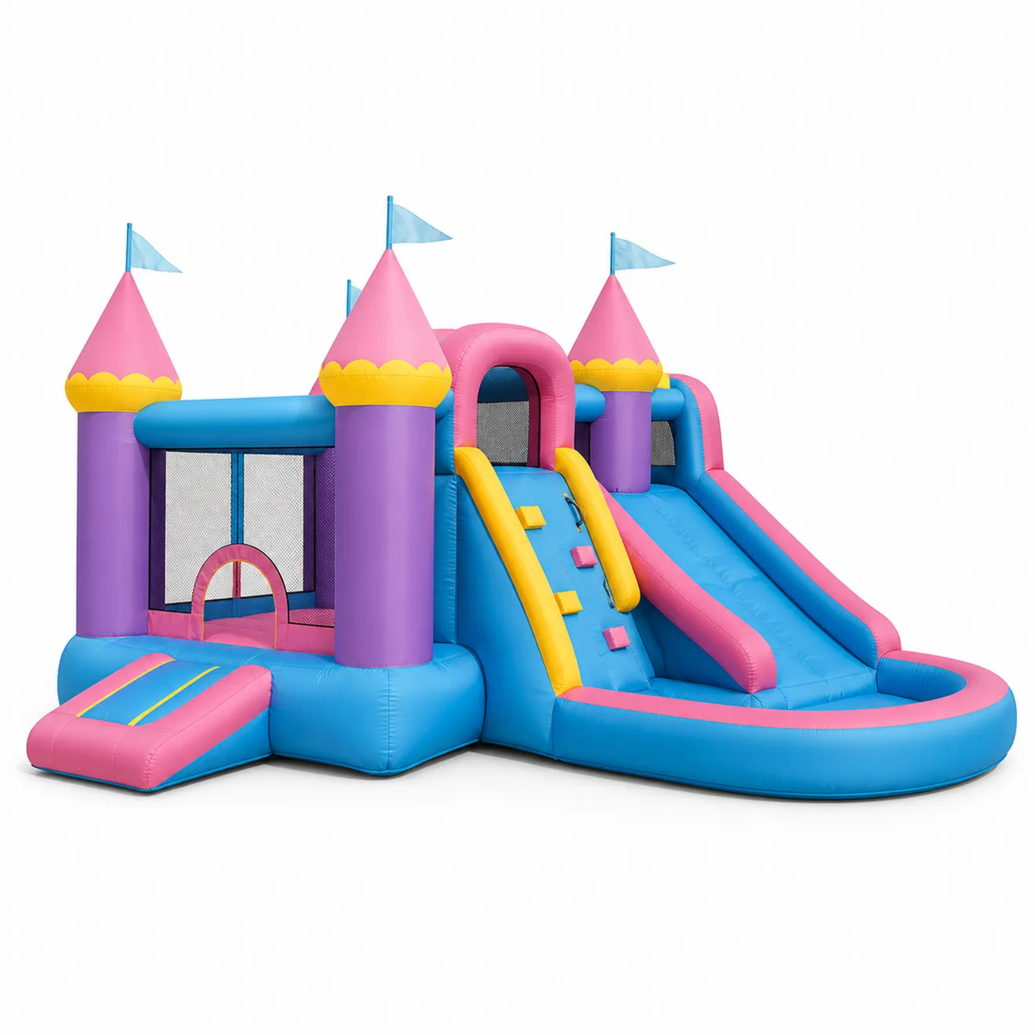 Castillo Inflable de PVC con Tobogán Doble Multicolor