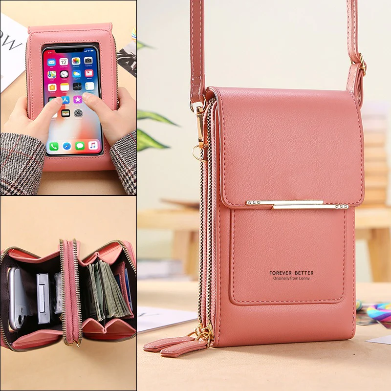 Touch Screen Cell Phone Purse Soft Leather Women's Shoulder Bag