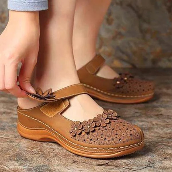 Comfy Floral Slip-On Wedge Sandal