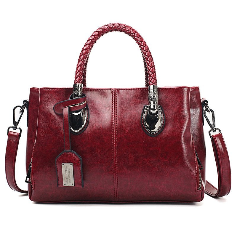 New Oil Wax Leather Handbags Boston Soft Leather Big Tote Bag