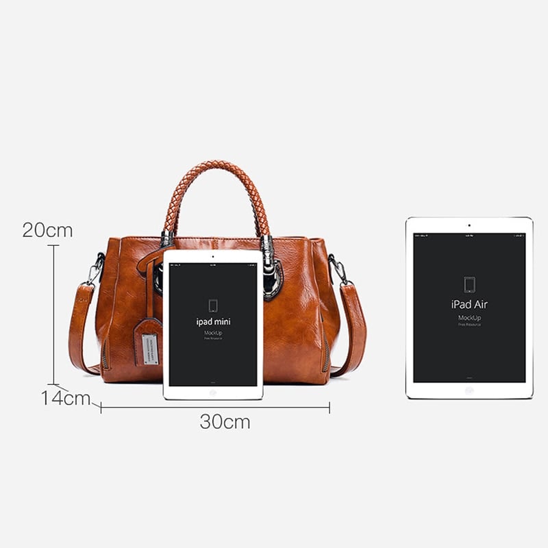 New Oil Wax Leather Handbags Boston Soft Leather Big Tote Bag