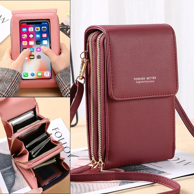 Touch Screen Cell Phone Purse Soft Leather Women's Shoulder Bag