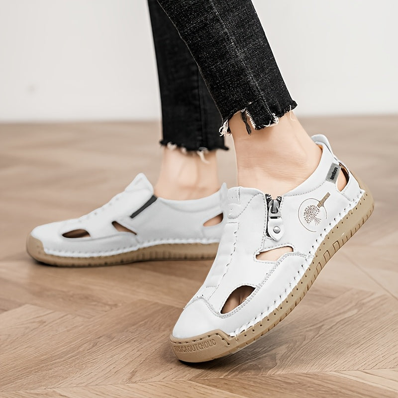 Hand-Stitched Slip-On Summer Loafers | No-Bend Zipper, Breathable & Cool All-Day Comfort
