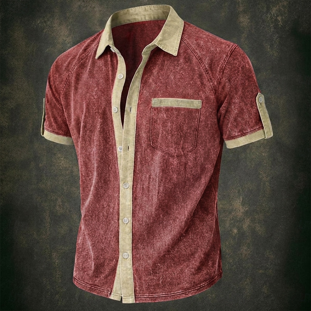 Men Shirt Casual Shirt Button Up Shirt 100% Cotton Acid Wash Shirt Black Red Short Sleeve Color Block Plain Collar Casual Daily Front Pocket Clothing Apparel Cotton Elegant Fashion Casual 2026 - $32.99 &ndash;P3
