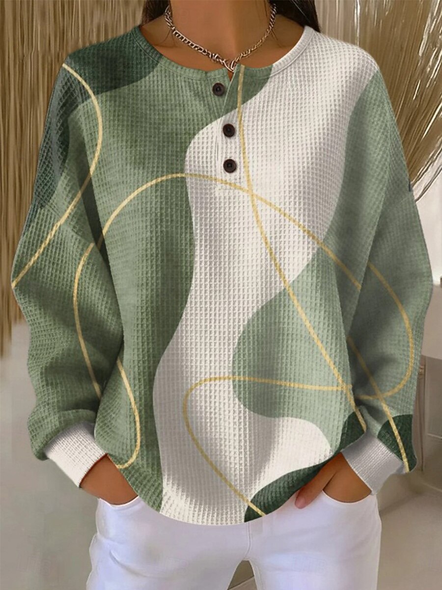 Women's Pullover Sweatshirt Geometric Fashion Streetwear Long Sleeve Crew Neck Regular Tops Casual Dailywear Light Pink Yellow Orange Green khaki Spring Fall Winter 2026 - &euro;28.99 &ndash;P1