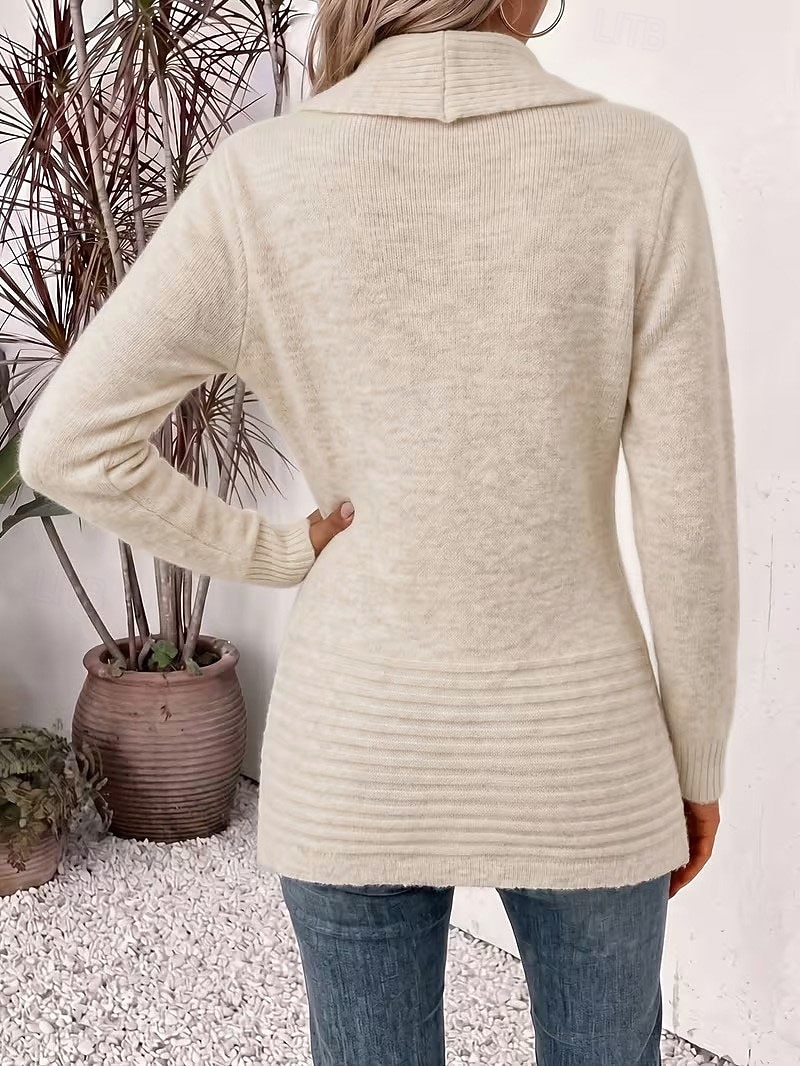 Women's Long Cardigan Knit Cardigan Streetwear Work Open Front Knitted Long Sleeve Long Tops Knit claret Coffee brown Fall Winter 2026 - &euro;24.83 &ndash;P11