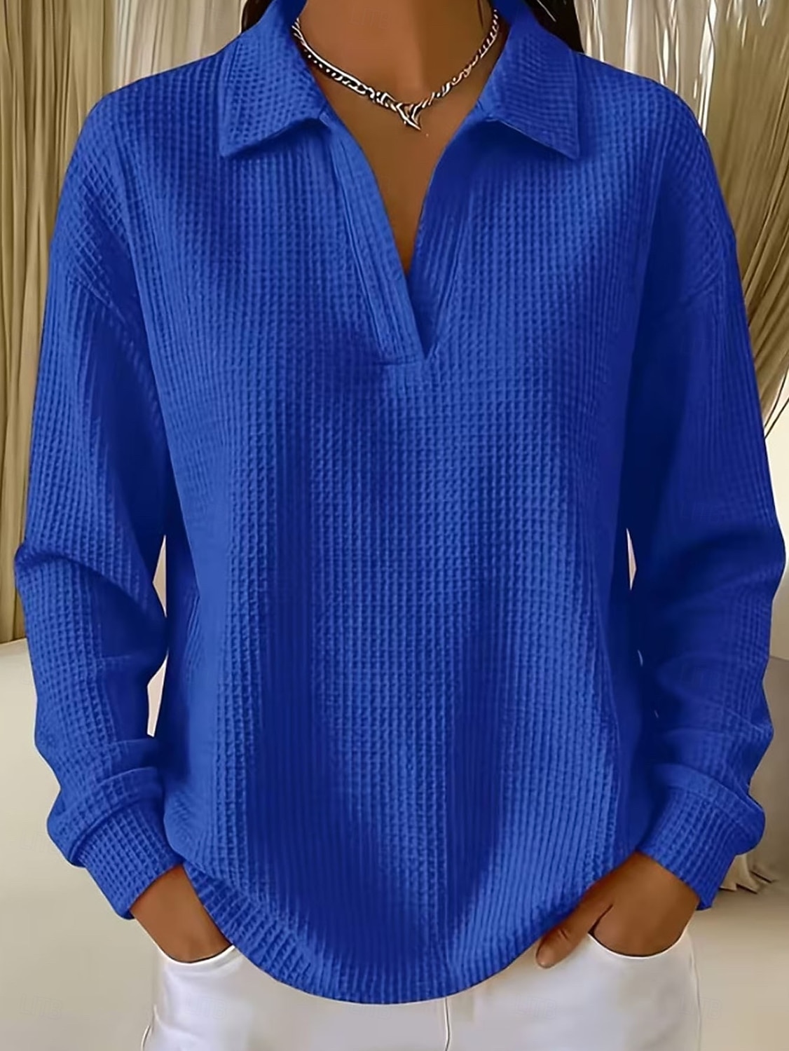 Women's Tunic Casual Shirt Texture Vacation Casual Casual Daily Work Blue White Grass Green Black Yellow Fall Winter 2026 - $28.99 &ndash;P9