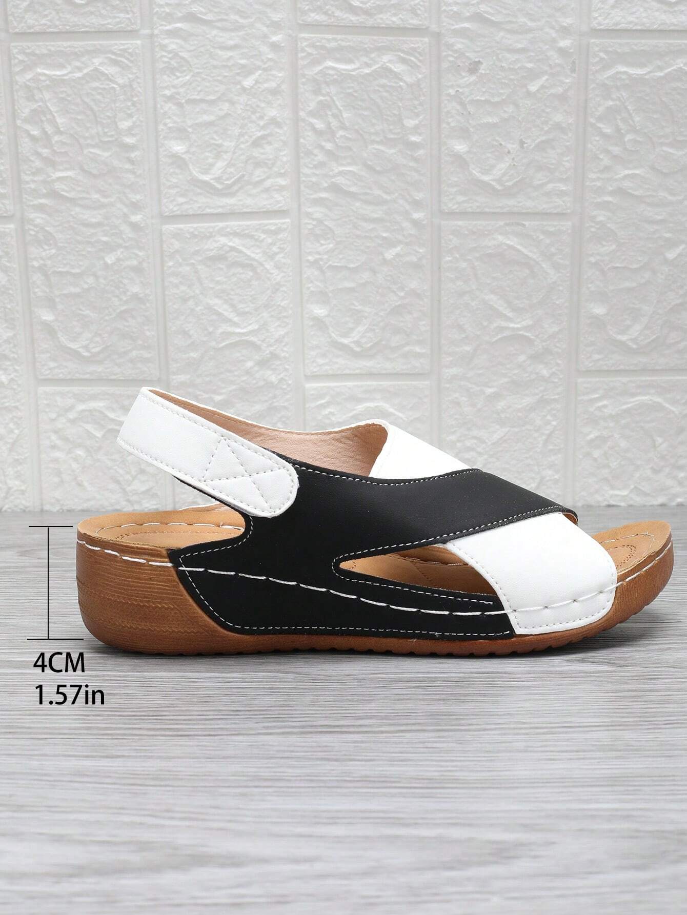 Women's Stitching Contrast Color Mule Open Toe Wedge Sandals