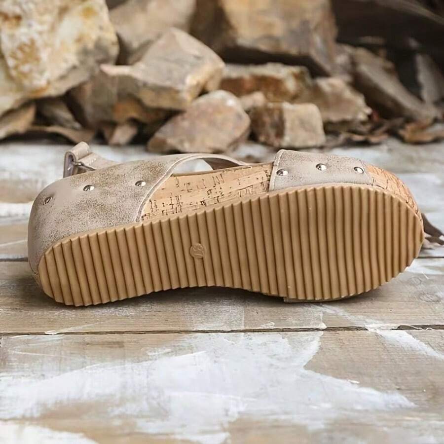 Women's New Vintage Wedge Platform Zipper Sandals, High Quality Platform Height-Increasing Casual Sandals