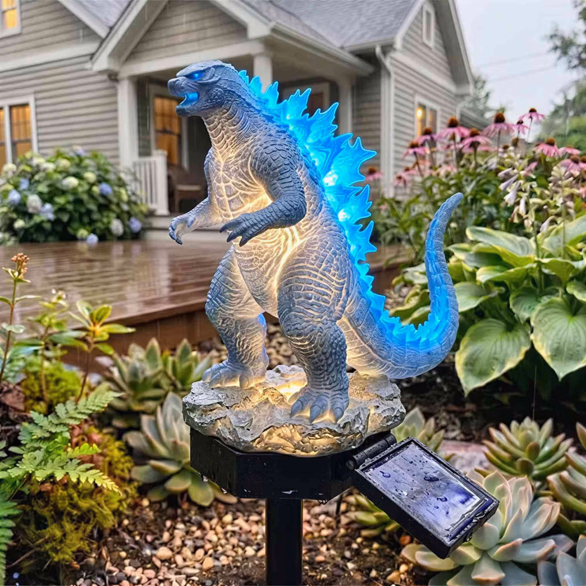 60th Anniversary Solar Garden Stake Light, Sci-Fi Spaceship Inspired Outdoor LED Yard Decor, Collectible Solar Pathway Lamp, Gift for Fans