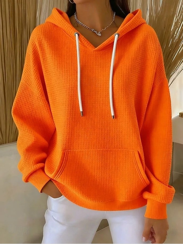 Women's Pullover Hoodie Sweatshirt Pocket Plain Casual Long Sleeve Hooded Regular Tops Blue Black White Pink Fuchsia Spring Fall Winter 2026 - $14.49 &ndash;P3