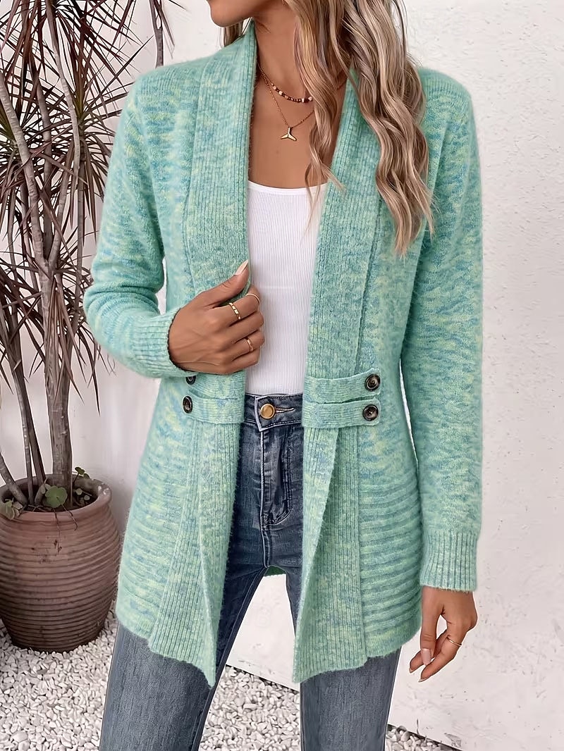 Women's Long Cardigan Knit Cardigan Streetwear Work Open Front Knitted Long Sleeve Long Tops Knit claret Coffee brown Fall Winter 2026 - &euro;24.83 &ndash;P5