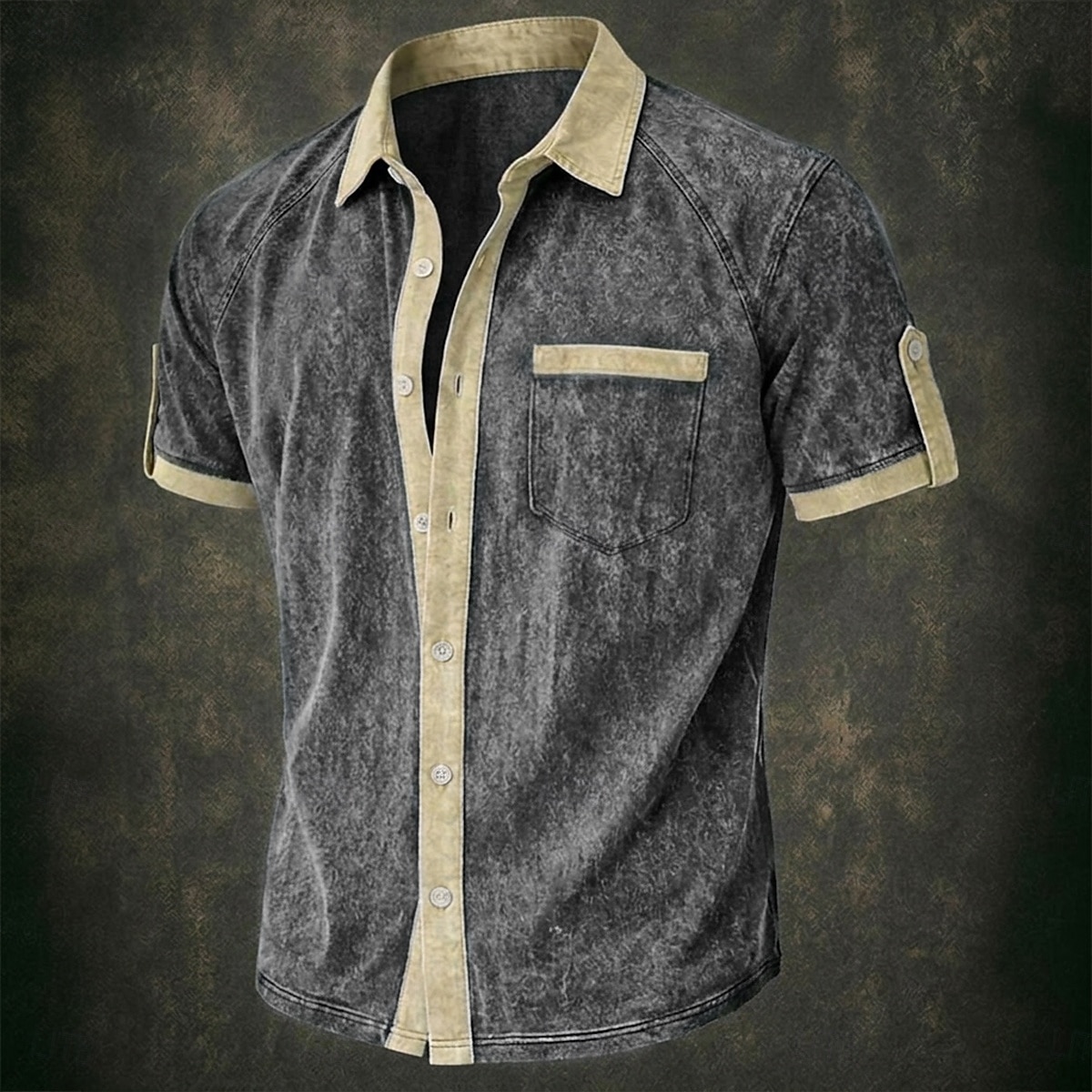 Men Shirt Casual Shirt Button Up Shirt 100% Cotton Acid Wash Shirt Black Red Short Sleeve Color Block Plain Collar Casual Daily Front Pocket Clothing Apparel Cotton Elegant Fashion Casual 2026 - $32.99 &ndash;P1